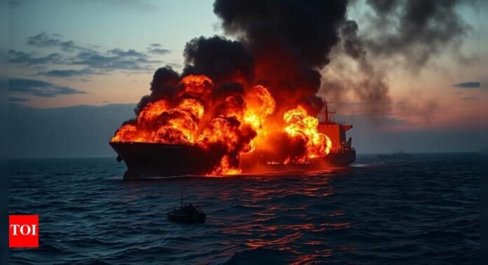 Ship struck in Gulf of Aden: Suspected missile sets vessel ablaze off Yemen coast; Houthi role suspected - The Times of India